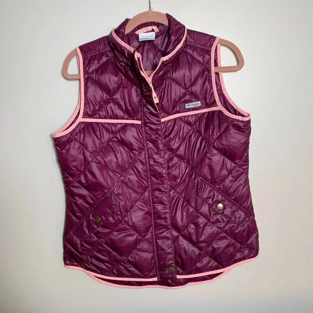 Columbia Purple Quilted Vest with Pink Trim